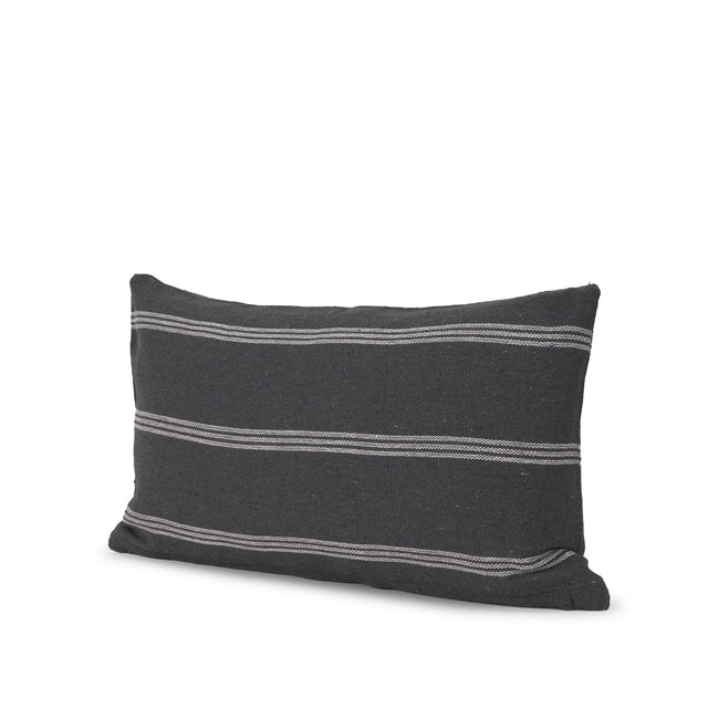 Mercana Jayme Gray and White Striped Cotton Decorative Lumbar Pillow Cover