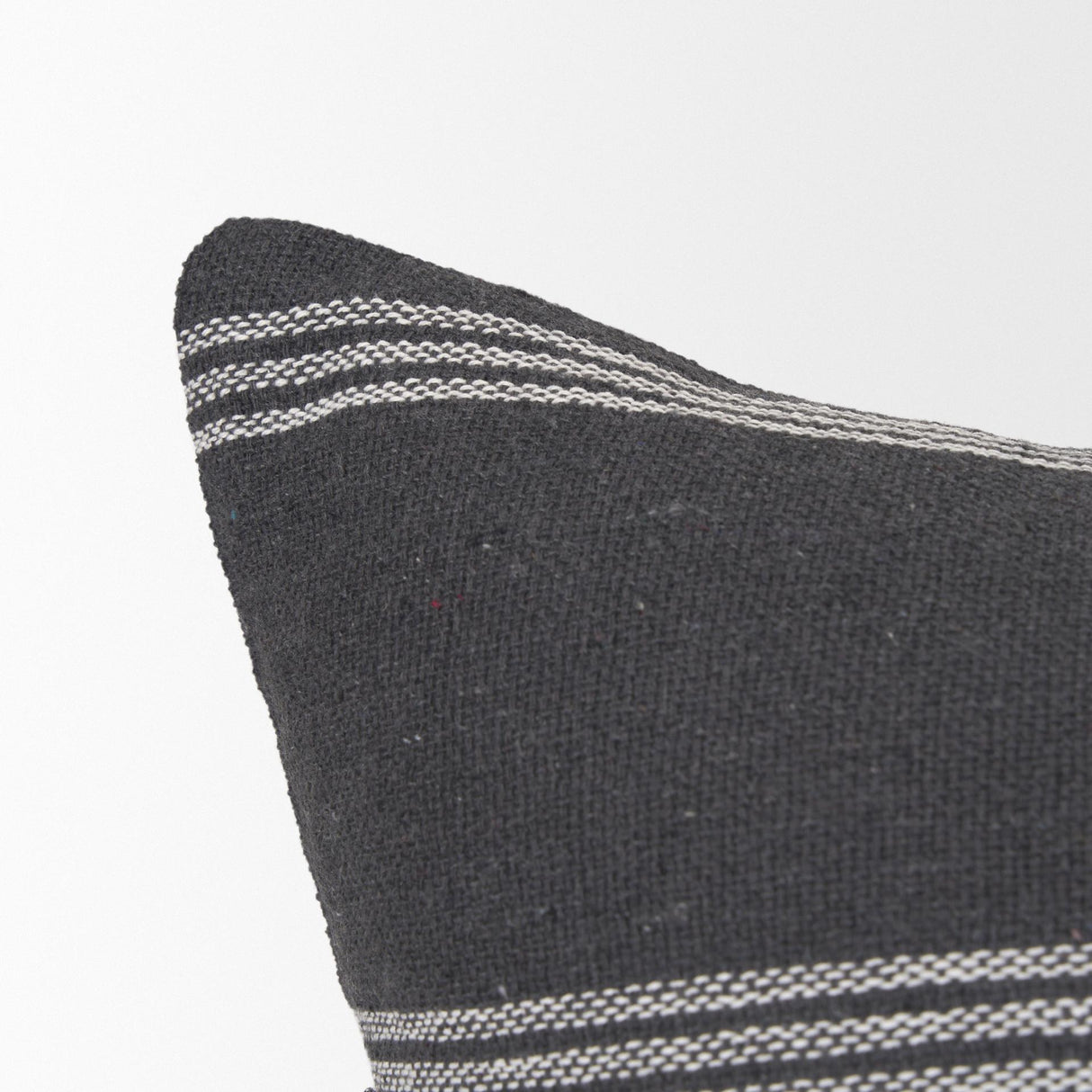 Mercana Jayme Gray and White Striped Cotton Decorative Lumbar Pillow Cover