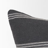 Mercana Jayme Gray and White Striped Cotton Decorative Lumbar Pillow Cover