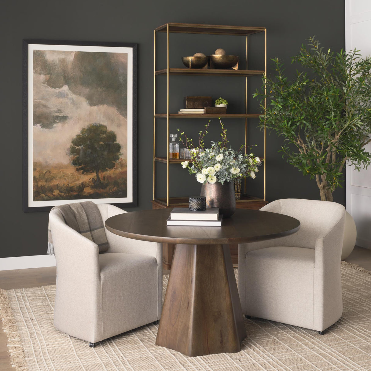 Mercana Jovani 48" Solid Dark Brown Mango Wood Round Dining Table