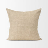 Mercana Jeren Beige Checker Textured Cotton-Linen Decorative Square Pillow Cover