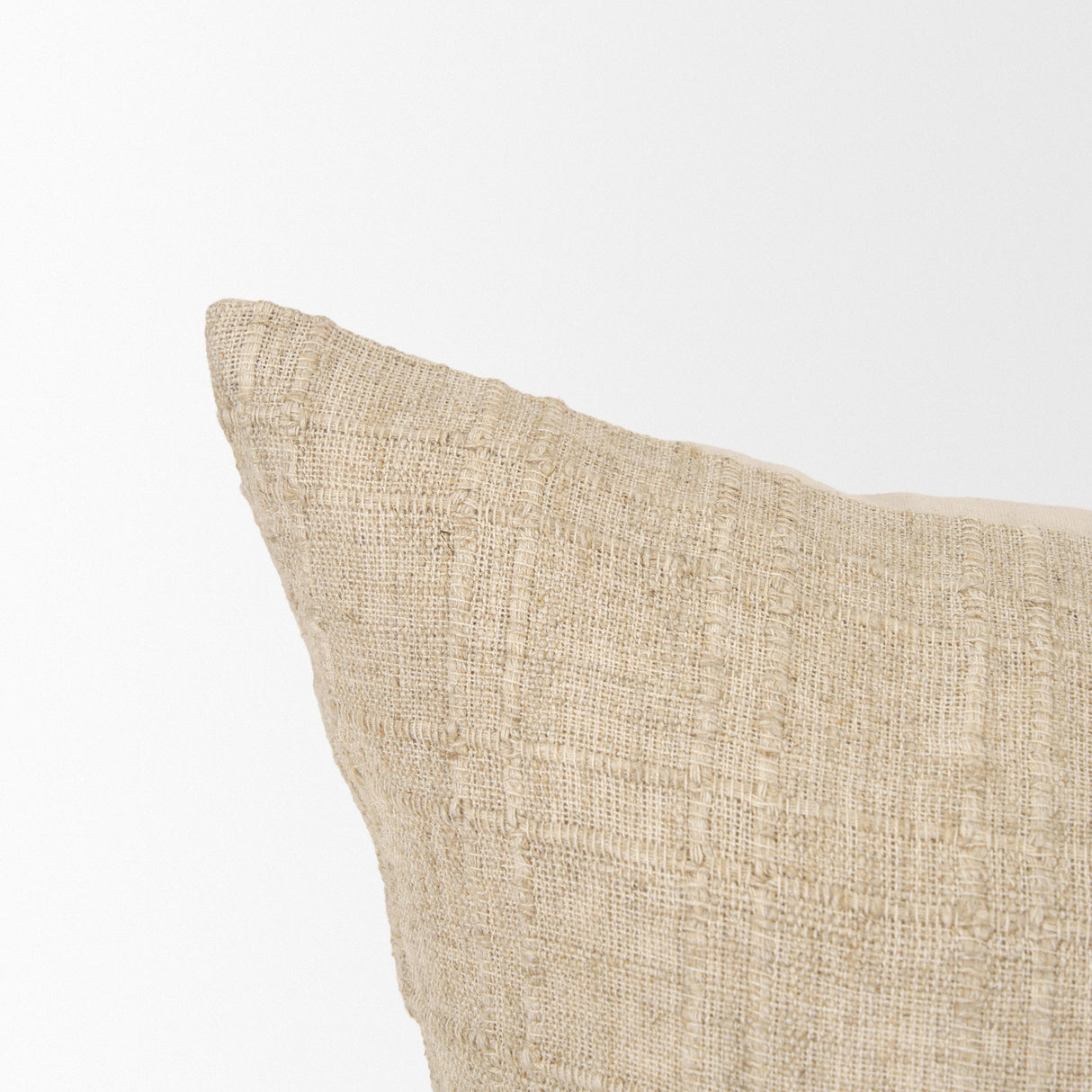 Mercana Jeren Beige Checker Textured Cotton-Linen Decorative Square Pillow Cover