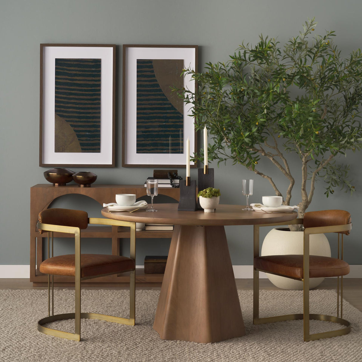 Mercana Jovani 48" Solid Light Brown Mango Wood Round Dining Table