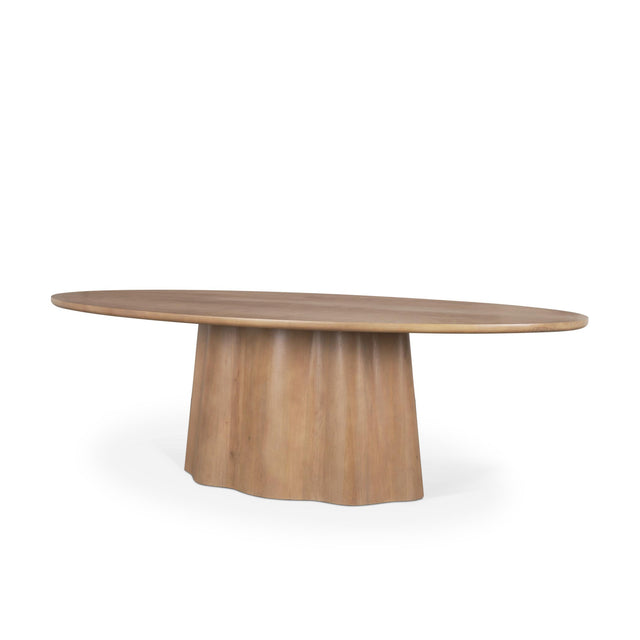 Mercana Jovani 94" Solid Light Brown Mango Wood Oval Dining Table