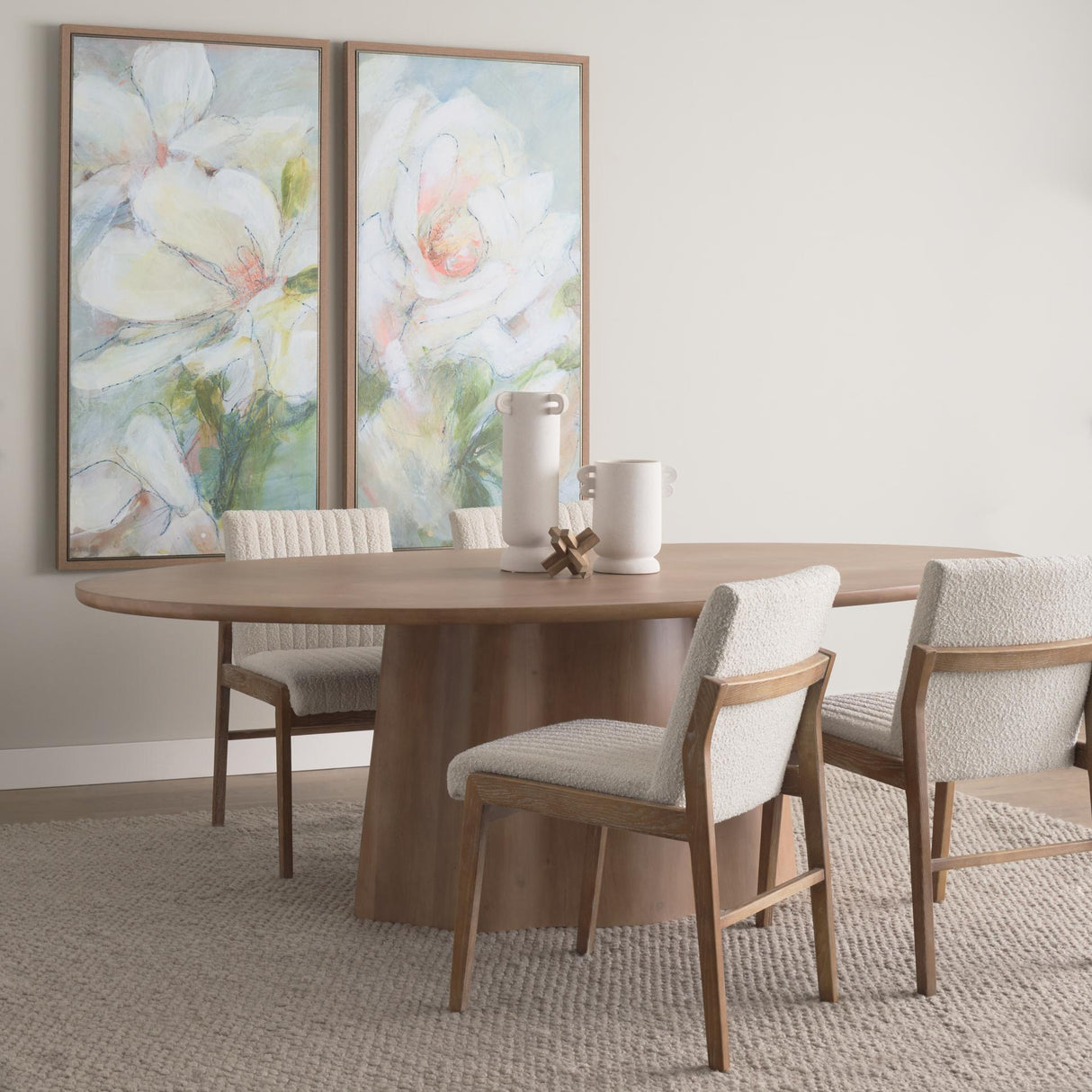 Mercana Jovani 94" Solid Light Brown Mango Wood Oval Dining Table