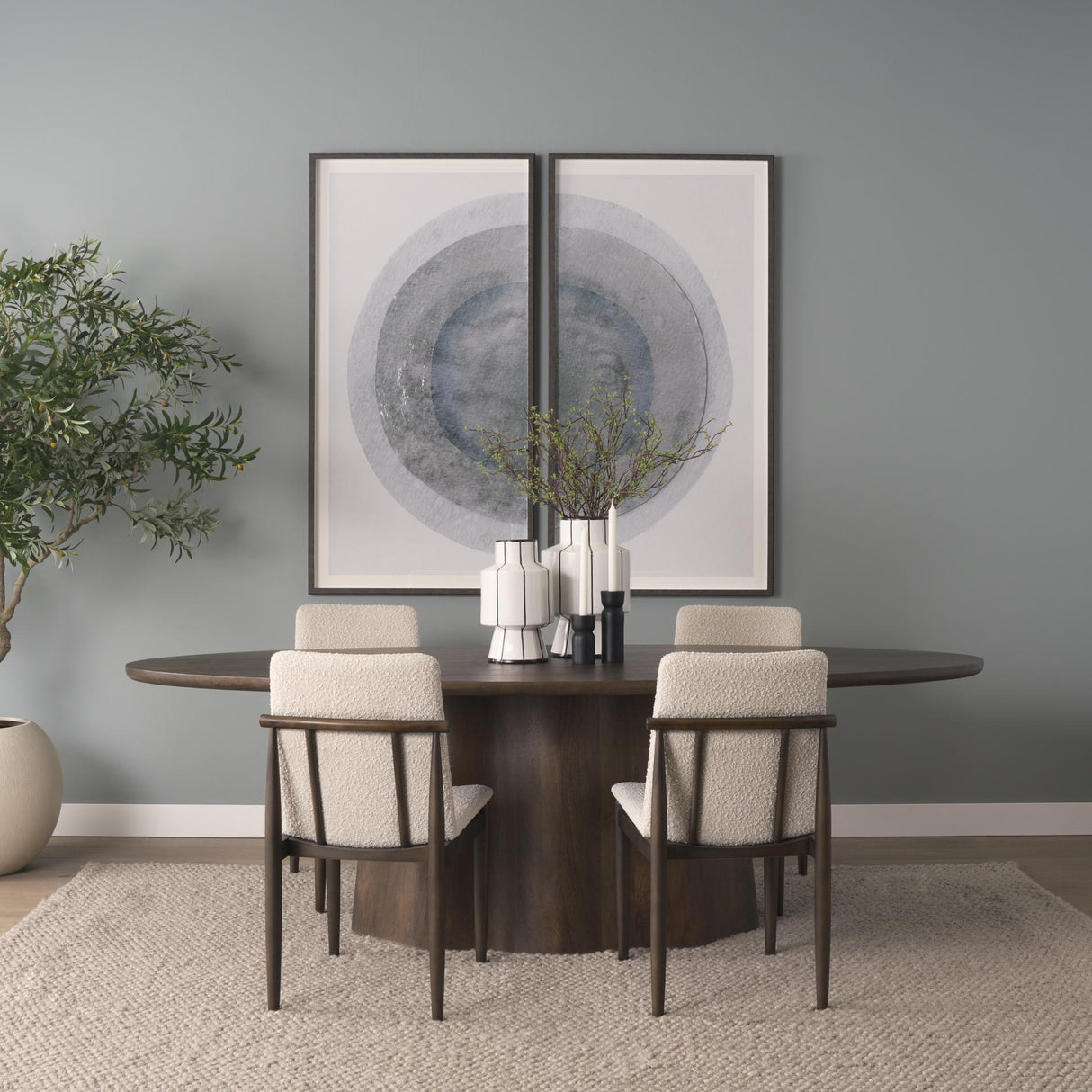Mercana Jovani 94" Solid Dark Brown Mango Wood Oval Dining Table