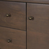 Mercana Jonan Dark Brown Wood w/ Dark Aged Brass 2 Door 3 Drawer Sideboard