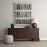 Mercana Jonan Dark Brown Wood w/ Dark Aged Brass 2 Door 3 Drawer Sideboard