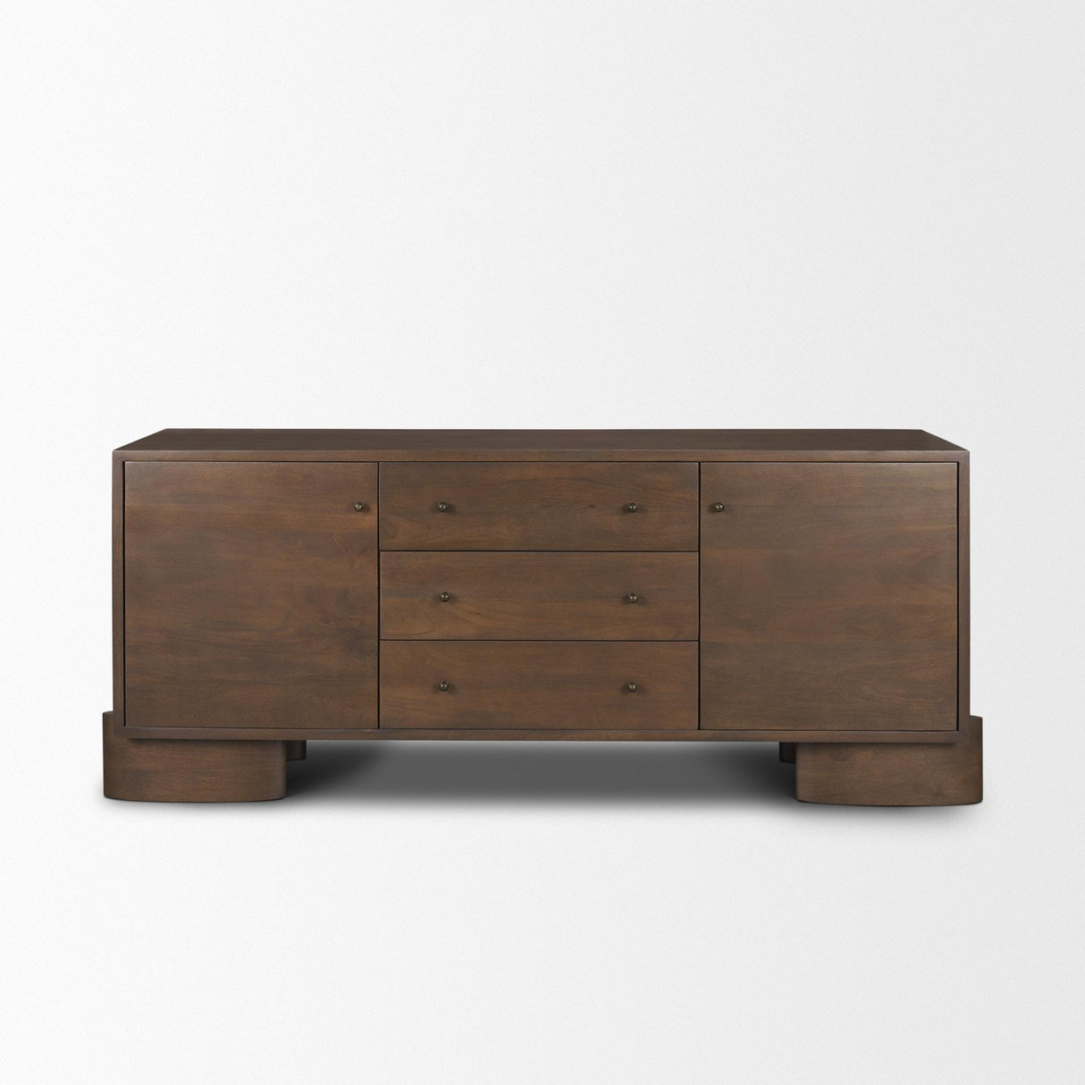 Mercana Jonan Dark Brown Wood w/ Dark Aged Brass 2 Door 3 Drawer Sideboard