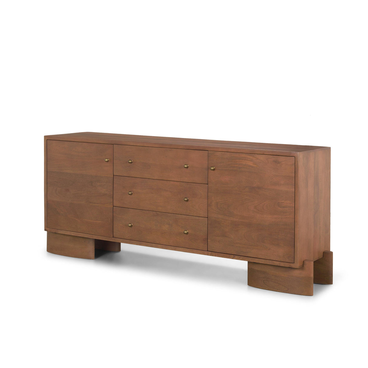 Mercana Jonan Medium Brown Wood w/ Dark Aged Brass 2 Door 3 Drawer Sideboard