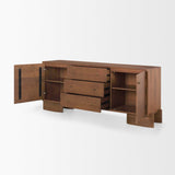 Mercana Jonan Medium Brown Wood w/ Dark Aged Brass 2 Door 3 Drawer Sideboard
