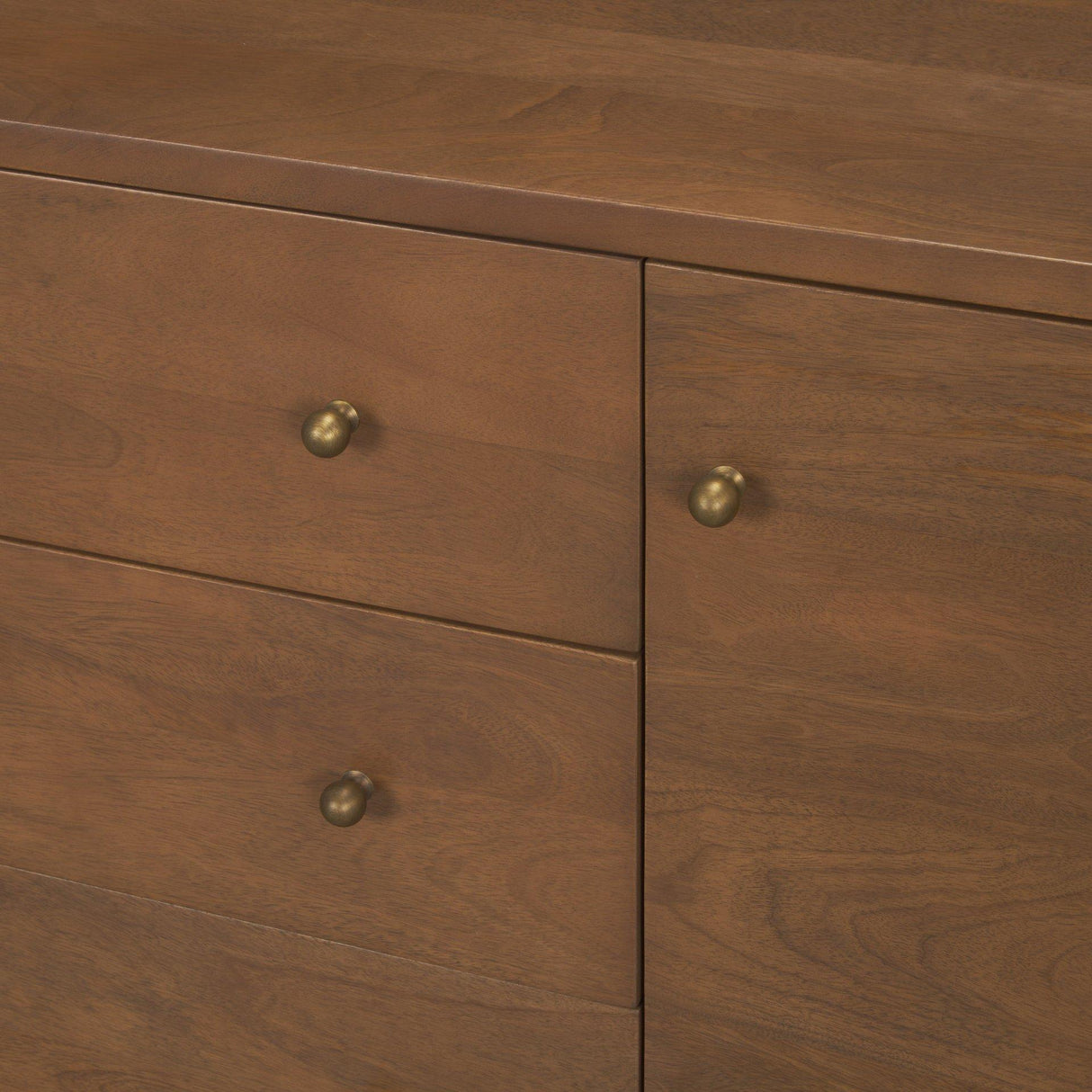 Mercana Jonan Medium Brown Wood w/ Dark Aged Brass 2 Door 3 Drawer Sideboard