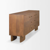 Mercana Jonan Medium Brown Wood w/ Dark Aged Brass 2 Door 3 Drawer Sideboard