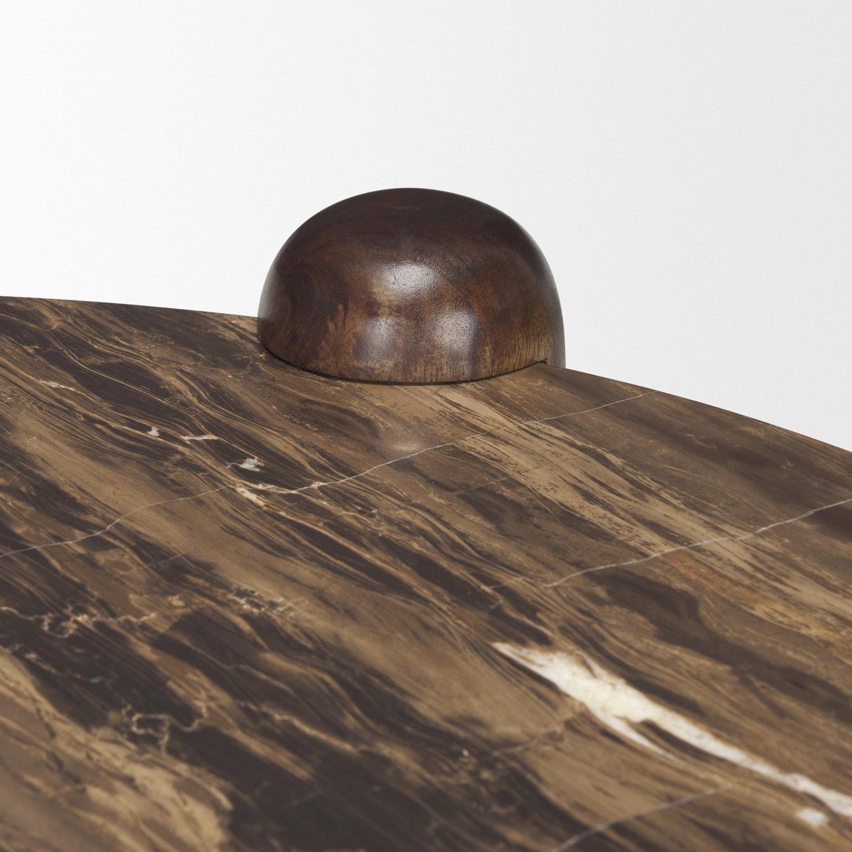 Mercana Jovia Brown Mango Wood W/ Cappuccino Marble Round Coffee Table