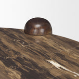 Mercana Jovia Brown Mango Wood W/ Cappuccino Marble Round Coffee Table