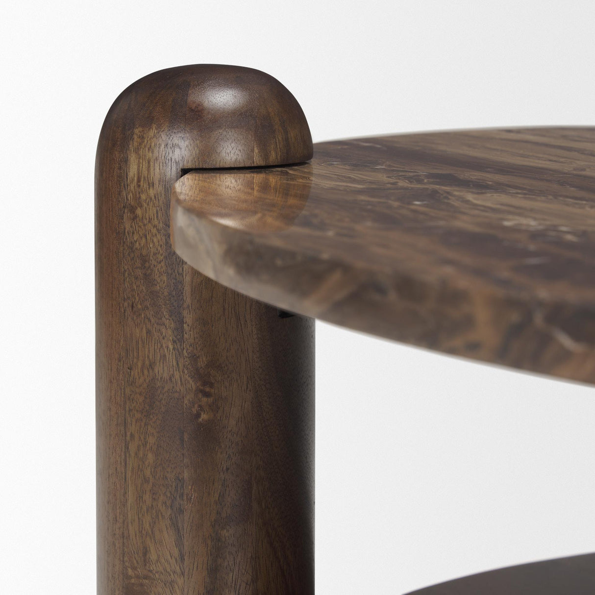 Mercana Jovia Brown Mango Wood W/ Cappuccino Marble Round Coffee Table