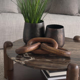 Mercana Jovia Brown Mango Wood W/ Cappuccino Marble Round Coffee Table