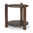 Mercana Jovia Brown Mango Wood W/ Cappuccino Marble Round Side Table