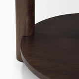 Mercana Jovia Brown Mango Wood W/ Cappuccino Marble Round Side Table