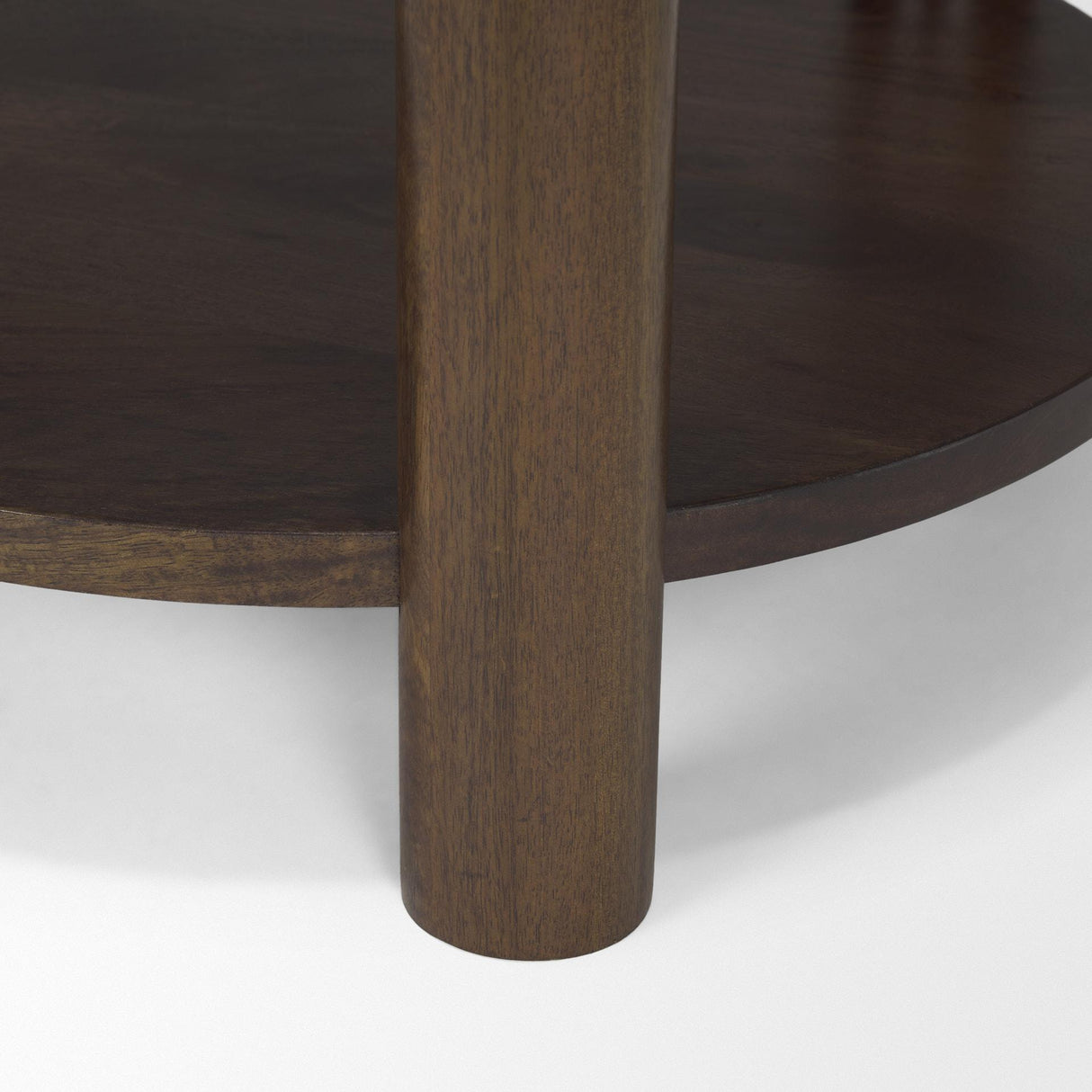 Mercana Jovia Brown Mango Wood W/ Cappuccino Marble Round Side Table