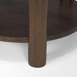 Mercana Jovia Brown Mango Wood W/ Cappuccino Marble Round Side Table
