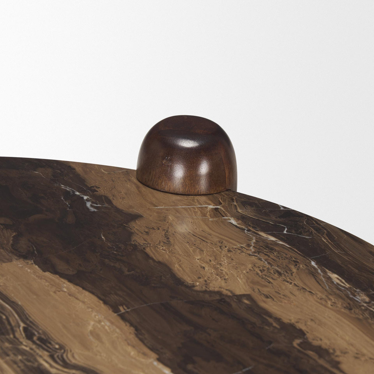 Mercana Jovia Brown Mango Wood W/ Cappuccino Marble Round Side Table