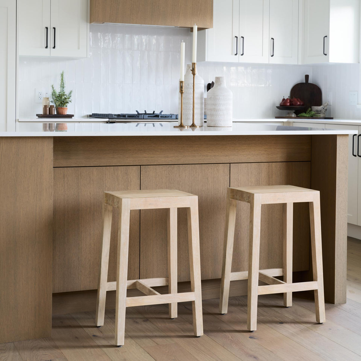 Mercana Colony Light Brown Solid Wood Counter Stool