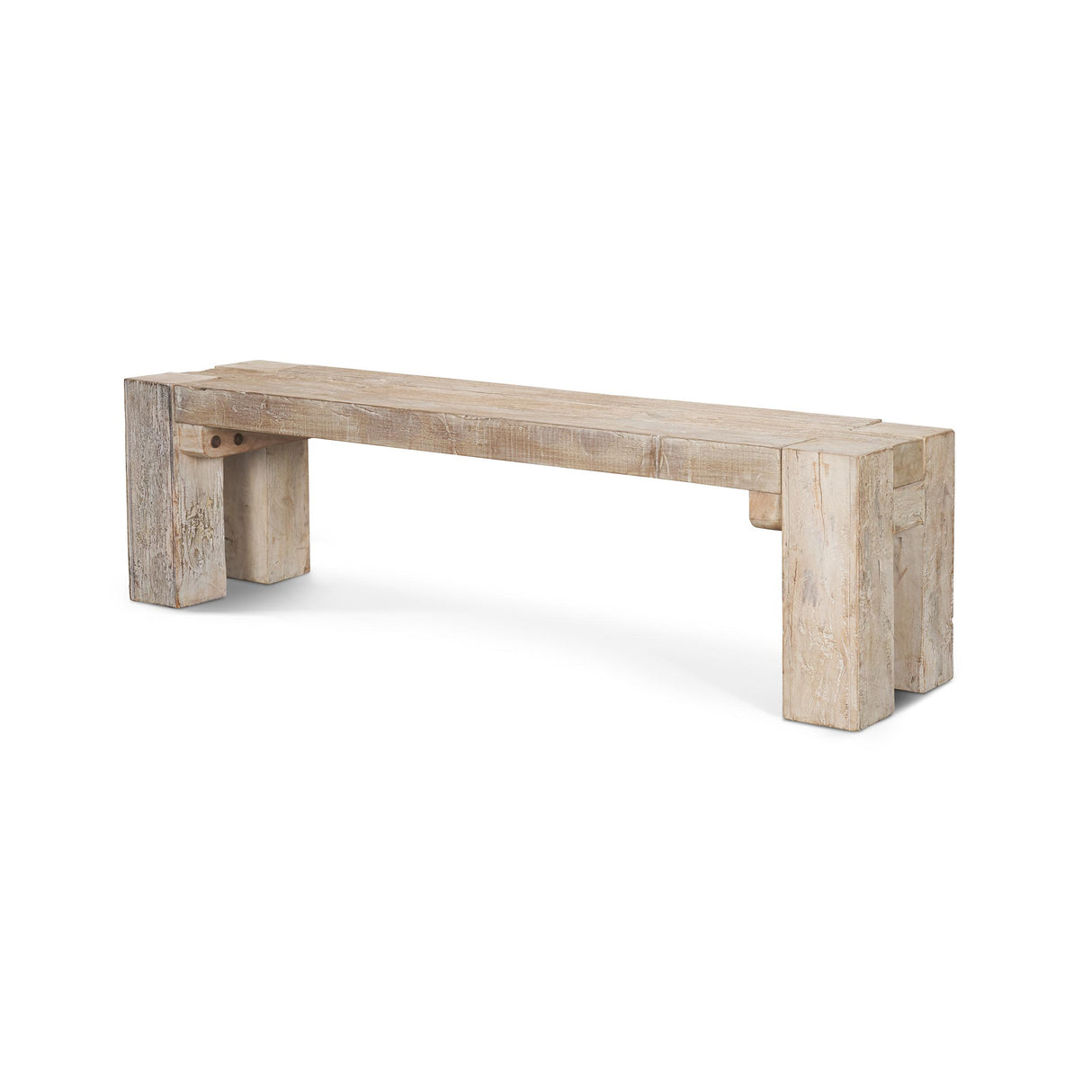 Mercana McArthur 64" Whitewash Reclaimed Wood Bench