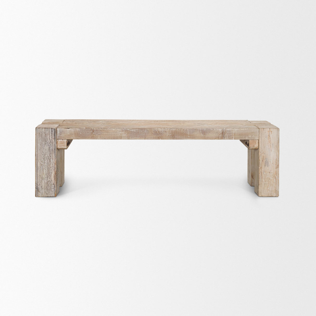 Mercana McArthur 64" Whitewash Reclaimed Wood Bench