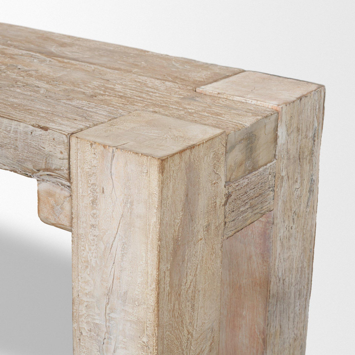 Mercana McArthur 64" Whitewash Reclaimed Wood Bench