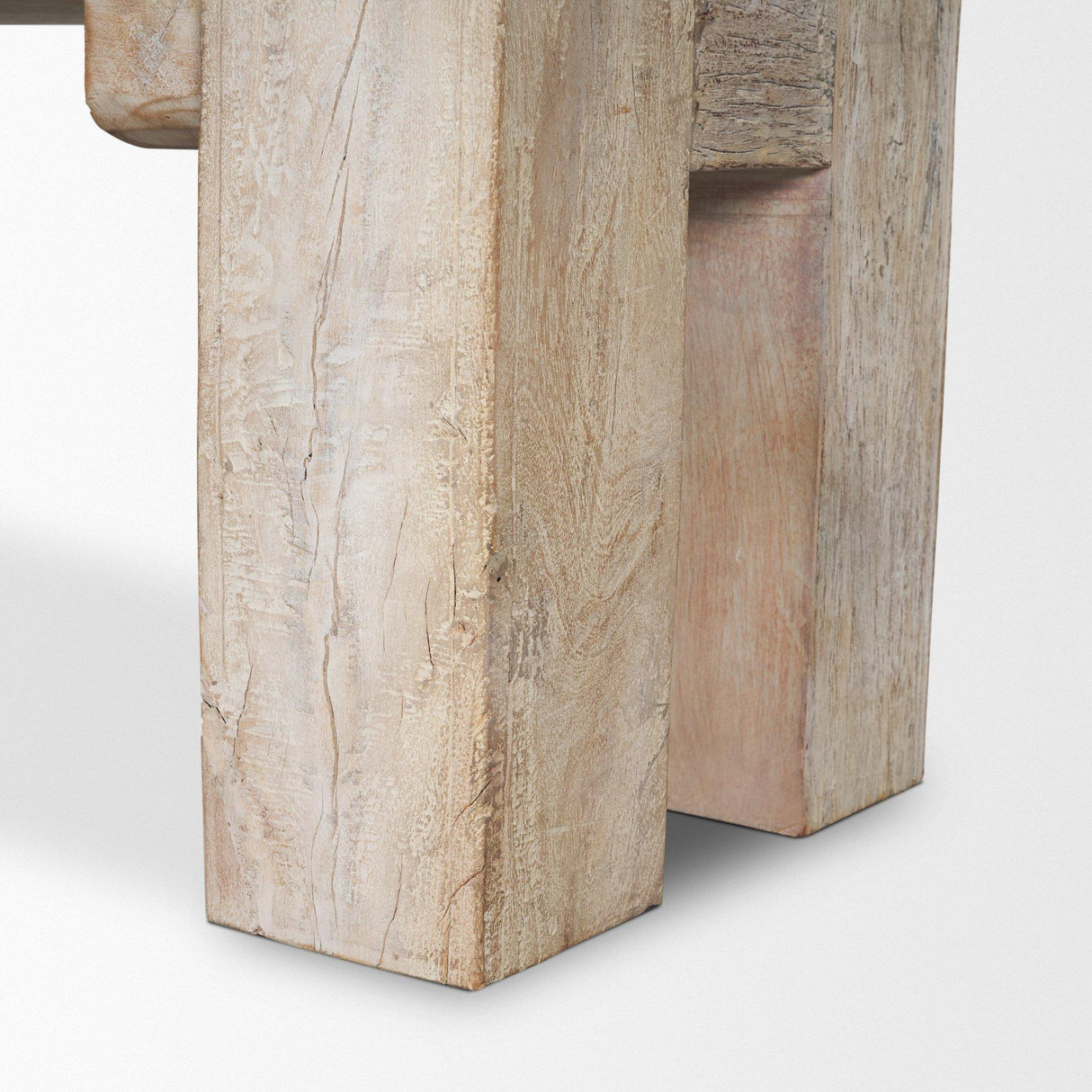 Mercana McArthur 64" Whitewash Reclaimed Wood Bench