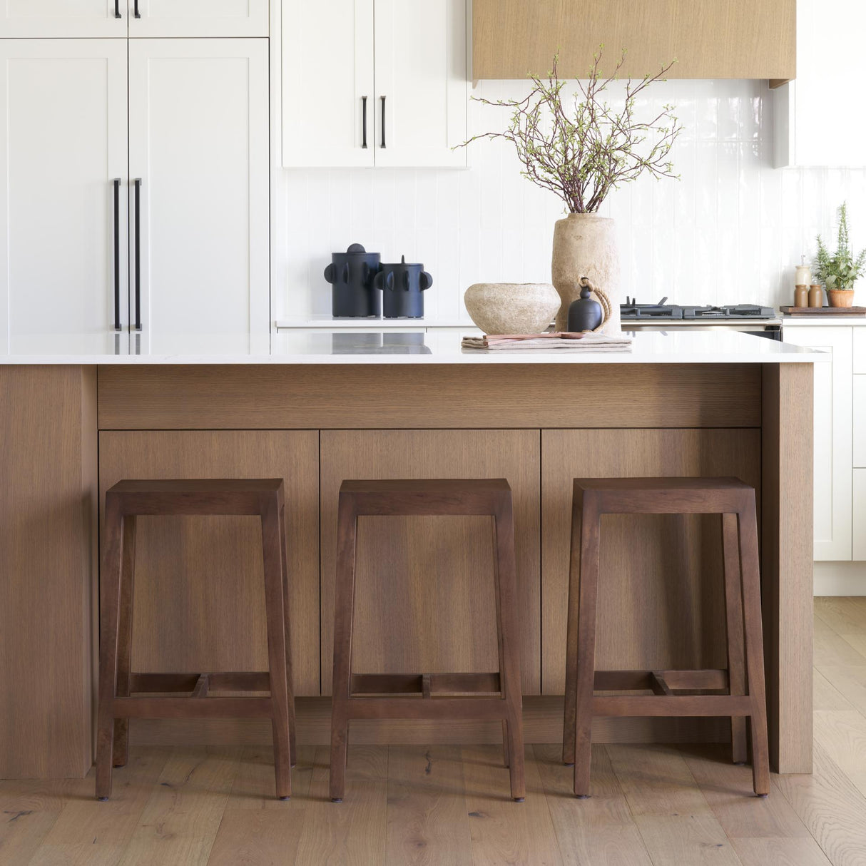 Mercana Colony Medium-Dark Brown Solid Wood Counter Stool