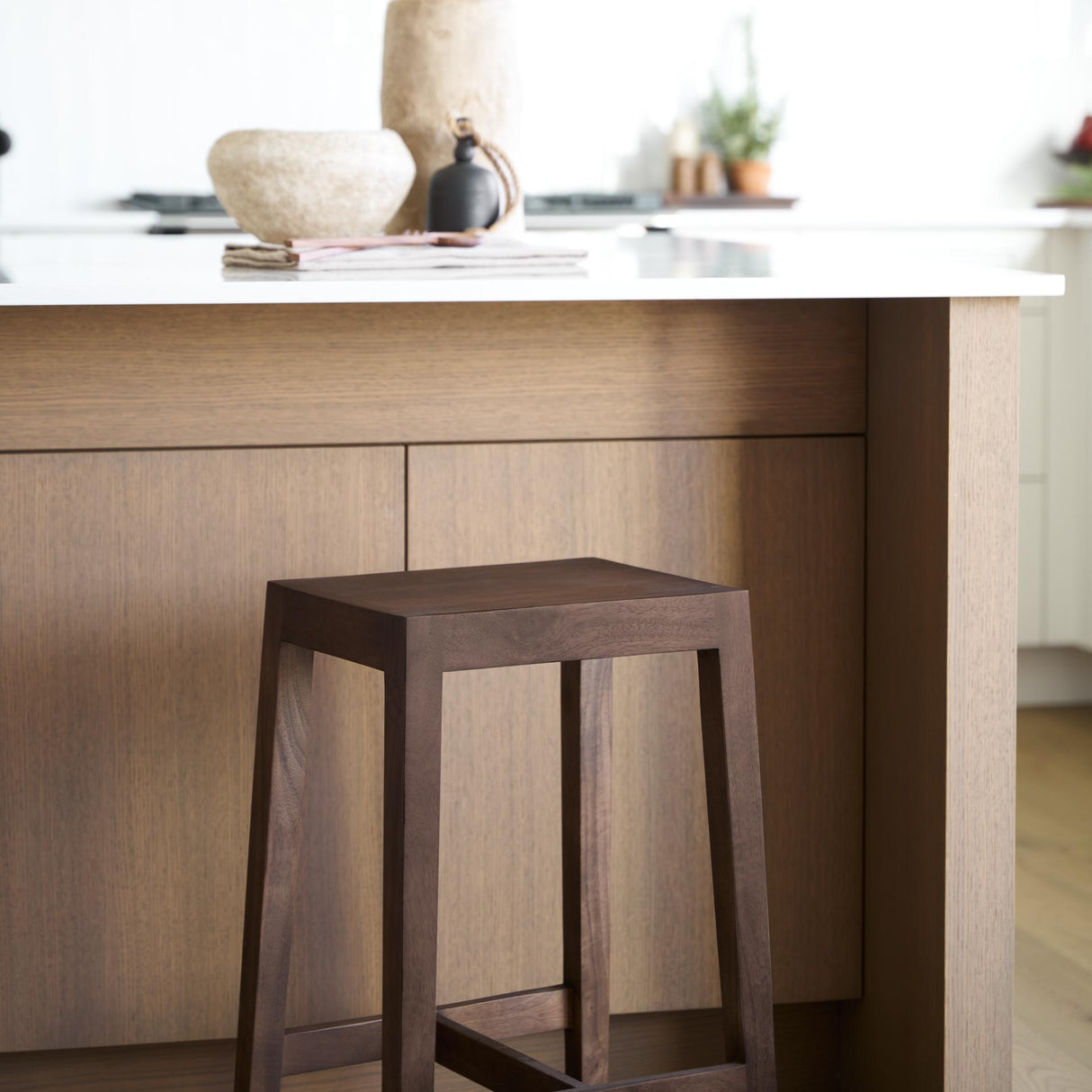 Mercana Colony Medium-Dark Brown Solid Wood Counter Stool