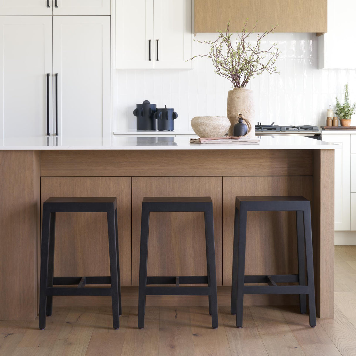 Mercana Colony Black-Brown Solid Wood Counter Stool