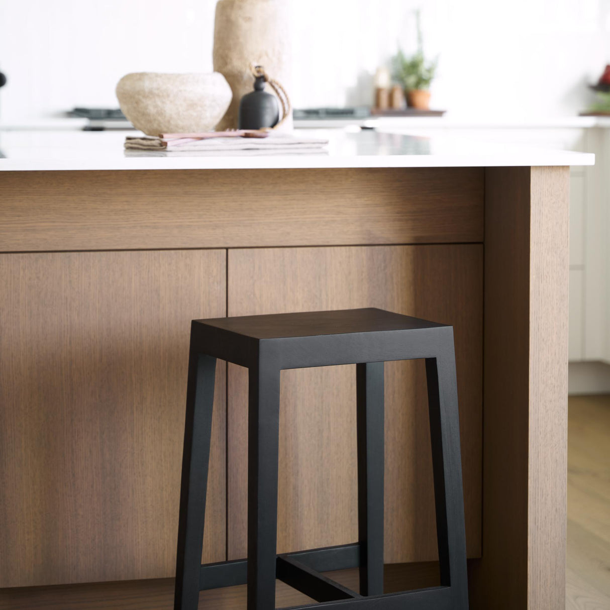 Mercana Colony Black-Brown Solid Wood Counter Stool