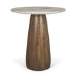 Mercana Allyson 32" Round Medium Brown Wood w/ Pink Marble Top Bistro Table