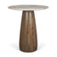 Mercana Allyson 32" Round Medium Brown Wood w/ Pink Marble Top Bistro Table