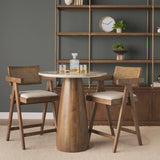Mercana Allyson 32" Round Medium Brown Wood w/ Pink Marble Top Bistro Table