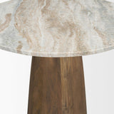 Mercana Allyson 32" Round Medium Brown Wood w/ Pink Marble Top Bistro Table