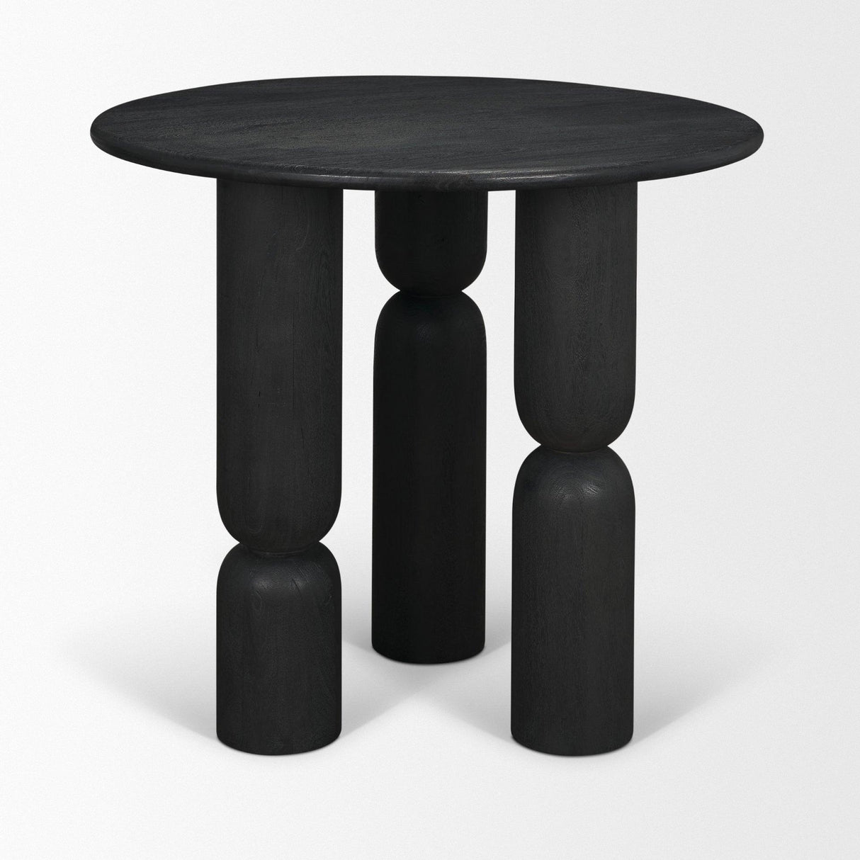 Mercana Sonel Matte Black Wood Pedestal Foyer Table