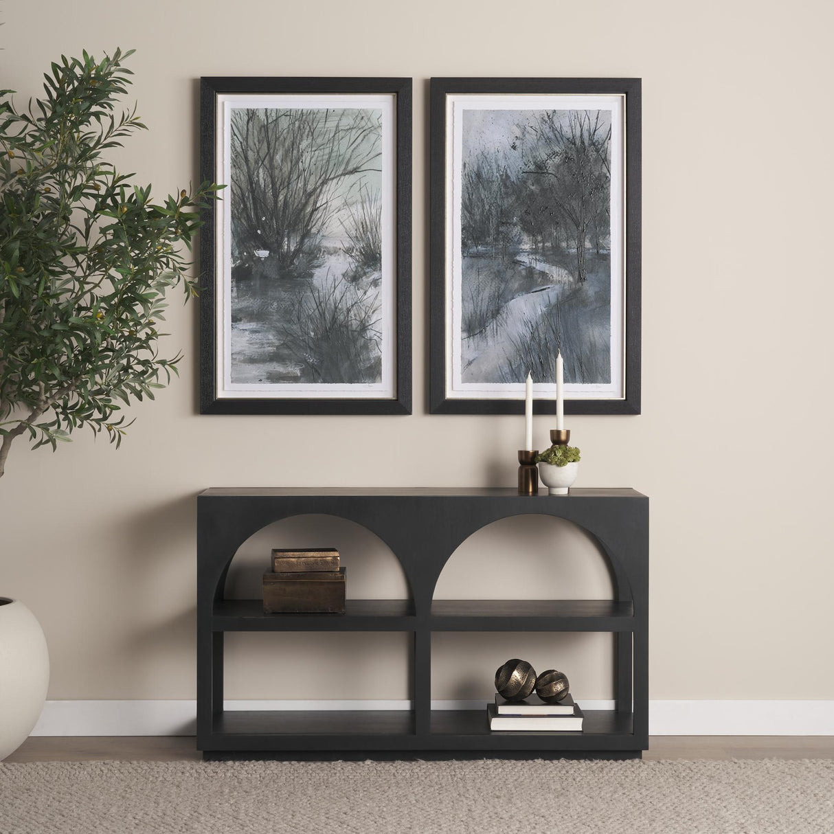 Mercana Bela Small Matte Black Arched Console Table