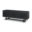 Mercana Grier 65" Black Solid Wood W/ Black Cane Media Console