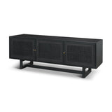 Mercana Grier 65" Black Solid Wood W/ Black Cane Media Console