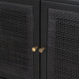 Mercana Grier 65" Black Solid Wood W/ Black Cane Media Console