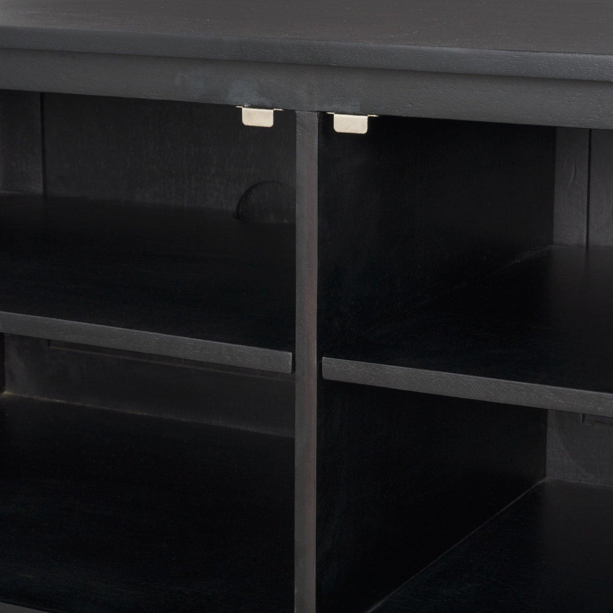 Mercana Grier 65" Black Solid Wood W/ Black Cane Media Console