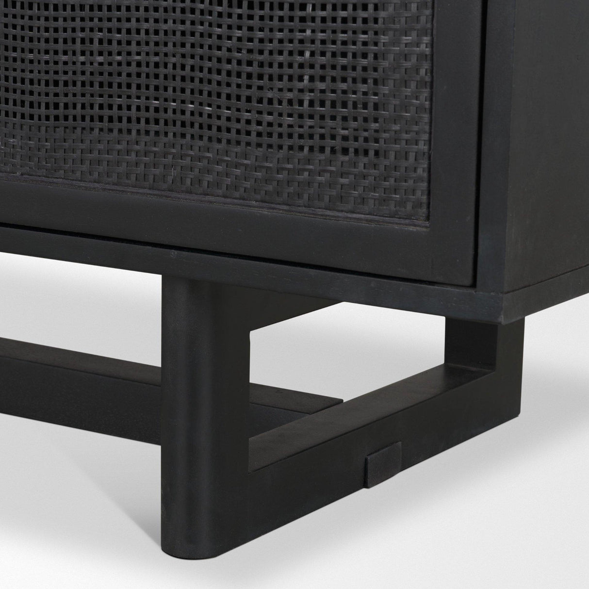 Mercana Grier 65" Black Solid Wood W/ Black Cane Media Console
