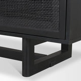 Mercana Grier 65" Black Solid Wood W/ Black Cane Media Console