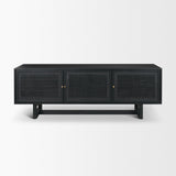 Mercana Grier 65" Black Solid Wood W/ Black Cane Media Console