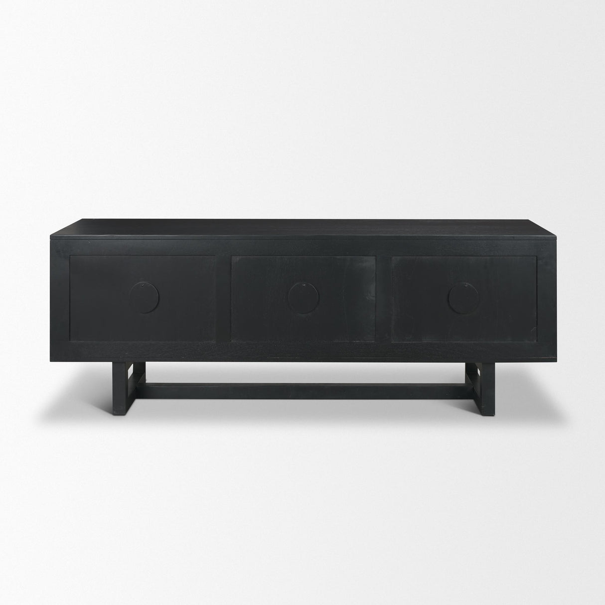Mercana Grier 65" Black Solid Wood W/ Black Cane Media Console