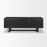 Mercana Grier 65" Black Solid Wood W/ Black Cane Media Console